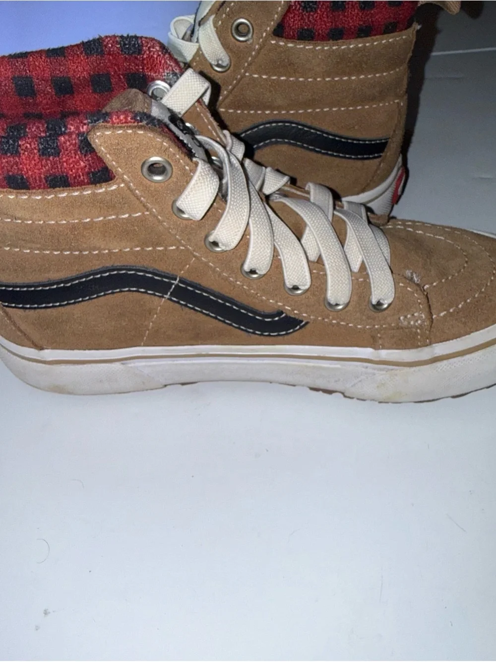 Vans Sk8-Hi MTE-1 Plaid Brown Youth 2.0 See Pics